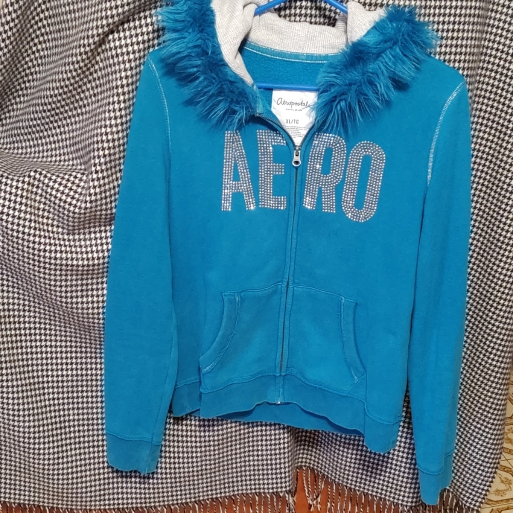 Girls extra large 14/16 Aeropostale blue zip-up